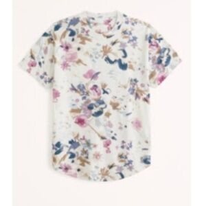 Abercrombie men’s essential floral curved hem tee T-shirt, size medium M